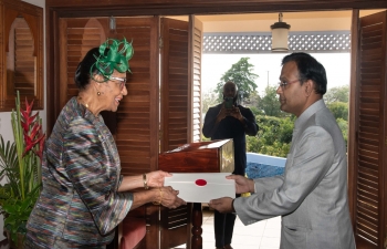 High Commissioner Dr. Pradeep Rajpurohit presented his Letters of Credence to Governor-General  Her Excellency Dame Cécile La Grenade, GCMG, OBE, PhD for his appointment as the new High Commissioner of India to Grenada in a ceremony held at the Office of the Governor-General on February 27, 2024. 